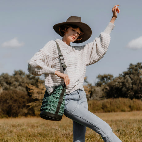 Pine Emery Woven Leather Bucket