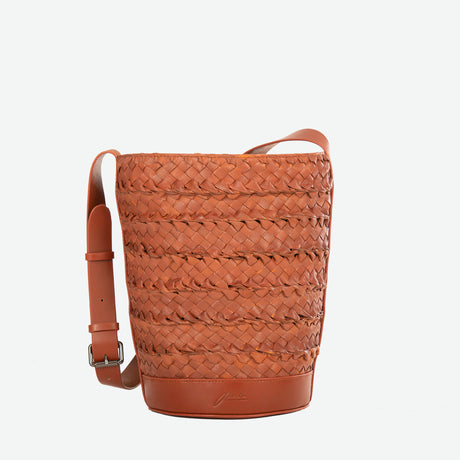 Chestnut Emery Woven Leather Bucket