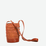 Mini Chestnut Woven Leather Bucket